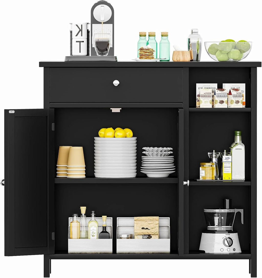 Black Freestanding Bathroom Cabinet with Drawer and Adjustable Shelf P582