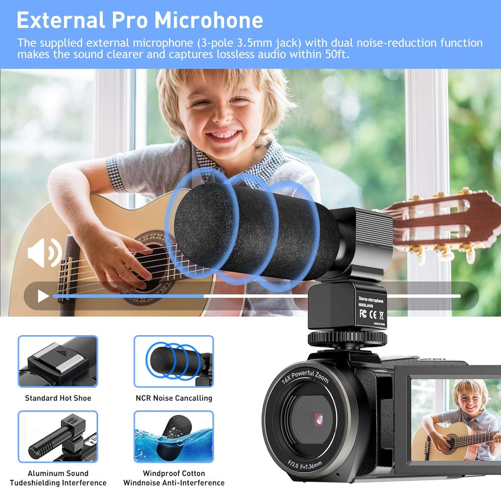 4K 48MP Ultra HD WiFi Digital Camera Camcorder with Microphone R849621