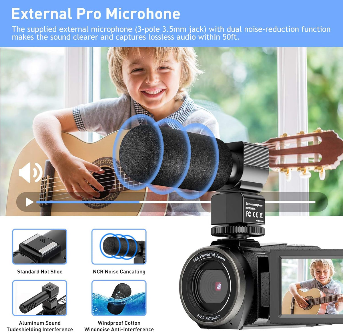 4K 48MP Ultra HD WiFi Digital Camera Camcorder with Microphone R849621