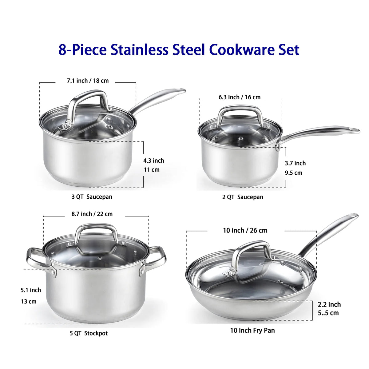 8-Piece Stainless Steel Induction Cookware Set F87958