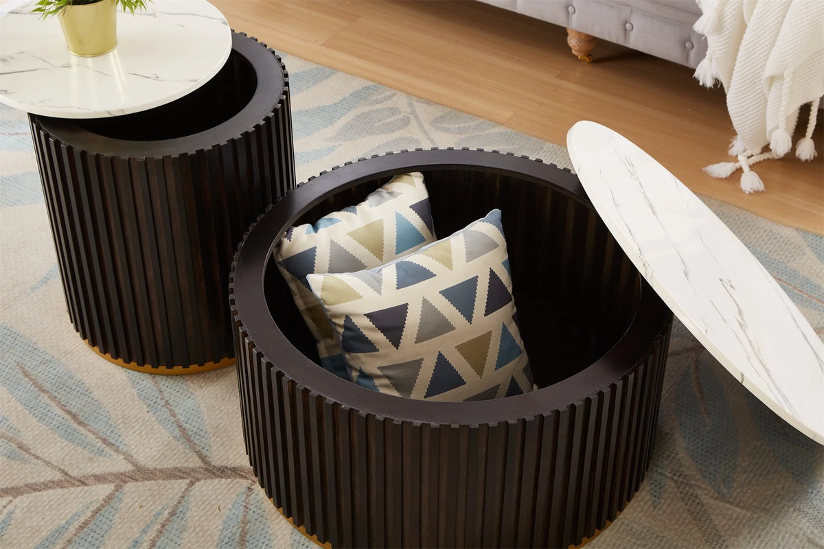 Round Coffee Table with Storage, Black M372