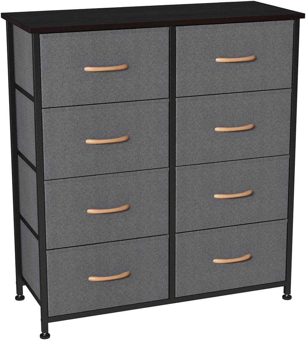 Charcoal Gray/Black 8 Drawer Fabric Dresser P529240