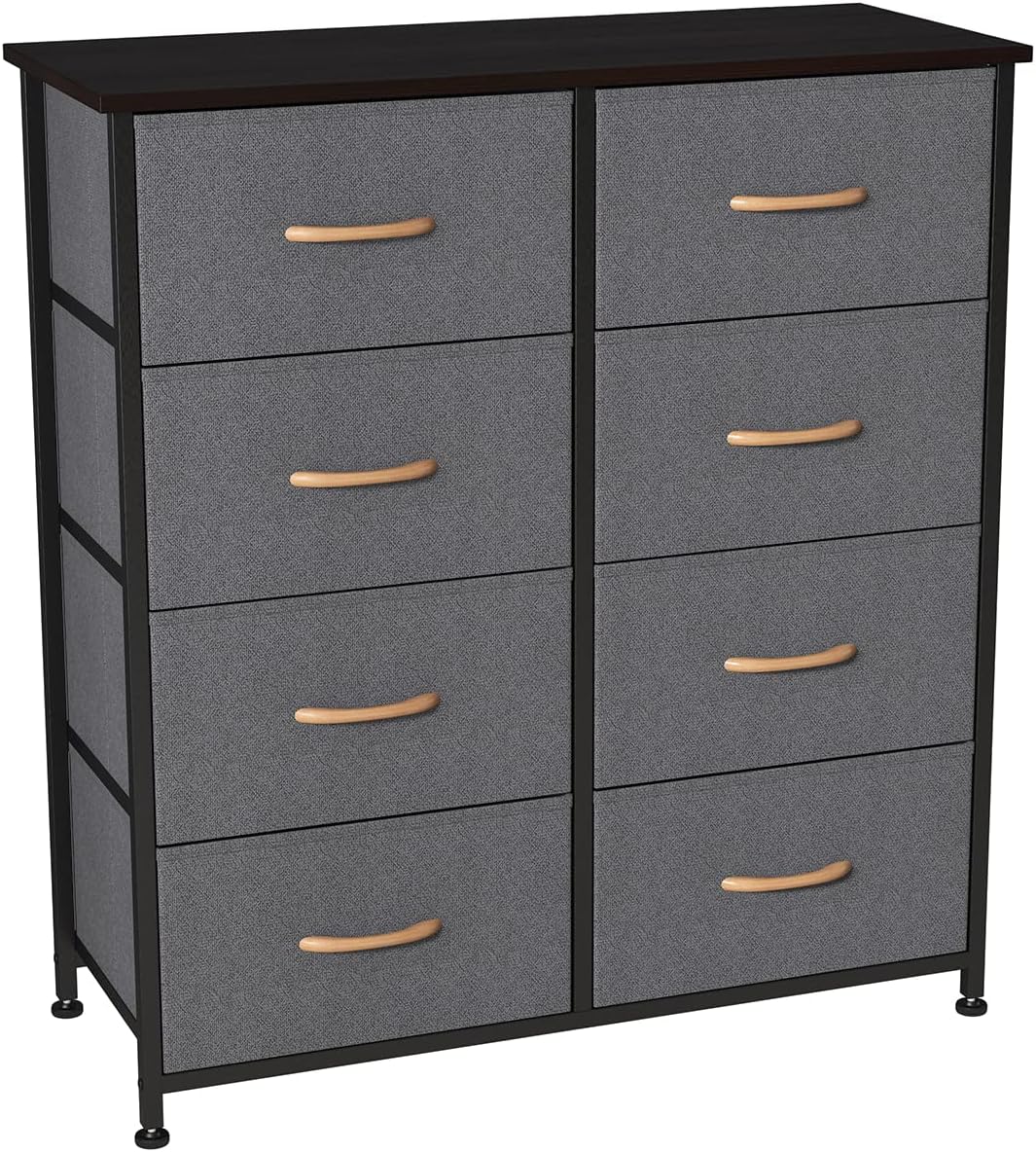 Charcoal Gray/Black 8 Drawer Fabric Dresser P529240