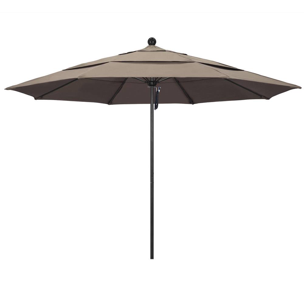 11' Patio Umbrella with Black Aluminum Pole Fiberglass Ribs H4527
