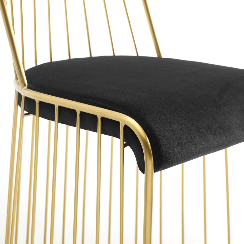 Gold Stainless Steel Velvet Bar Stool Q6884