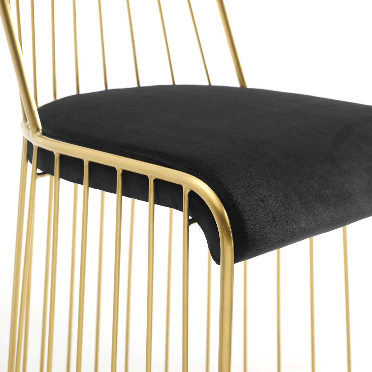 Gold Stainless Steel Velvet Bar Stool Q6884
