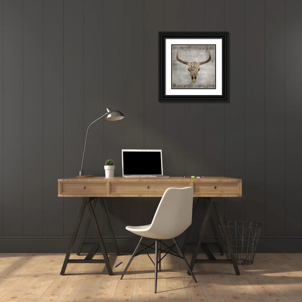 Black Ornate Wood Framed Art Print X5057