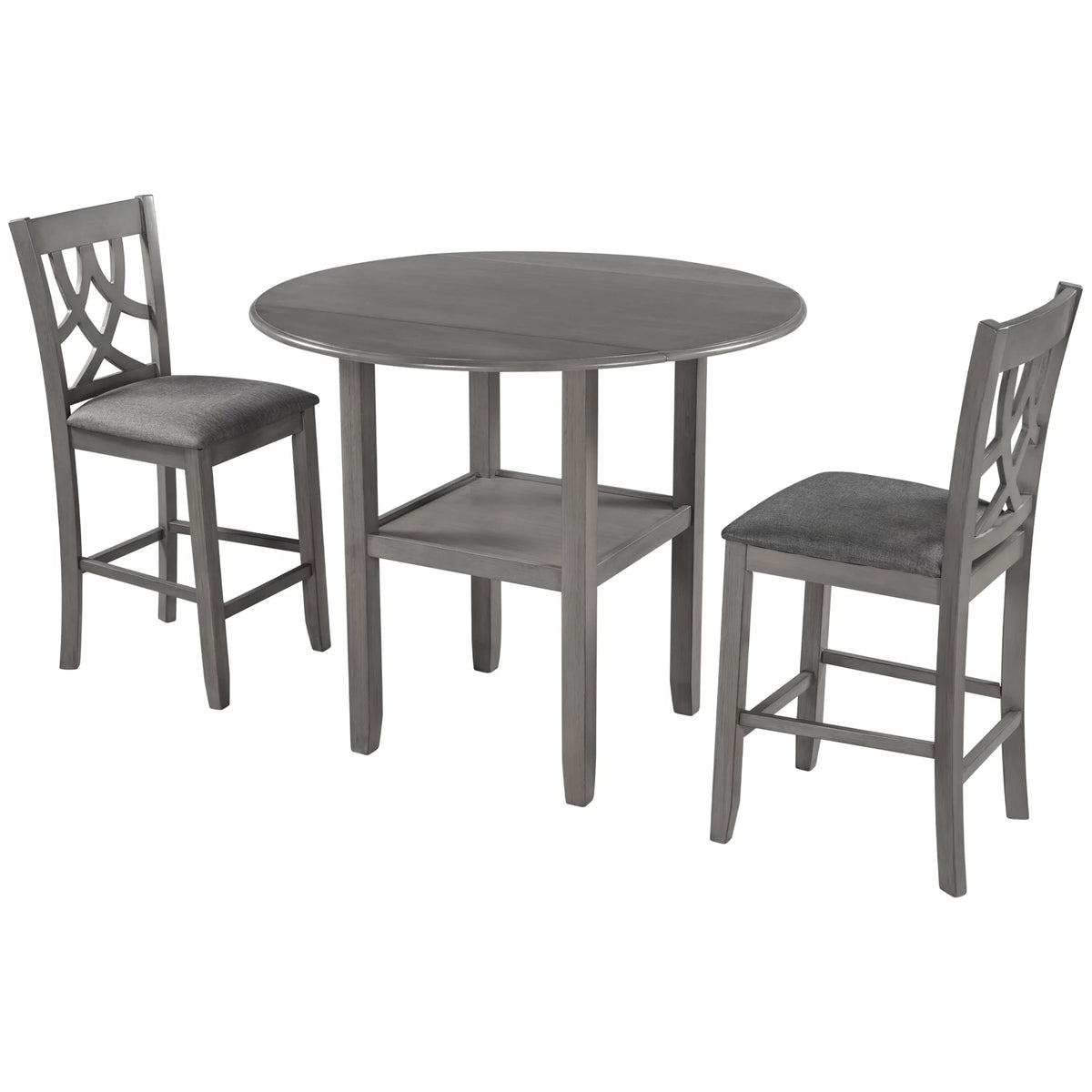 3 Piece Round Drop Leaf Dining Table Set with 2 Chairs A430870