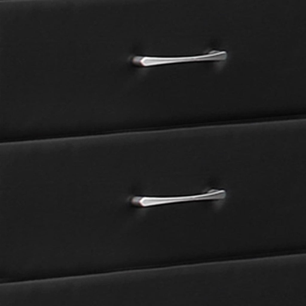 Black 5 Drawer Leatherette Wooden Frame Chest with Tapered Legs S70976