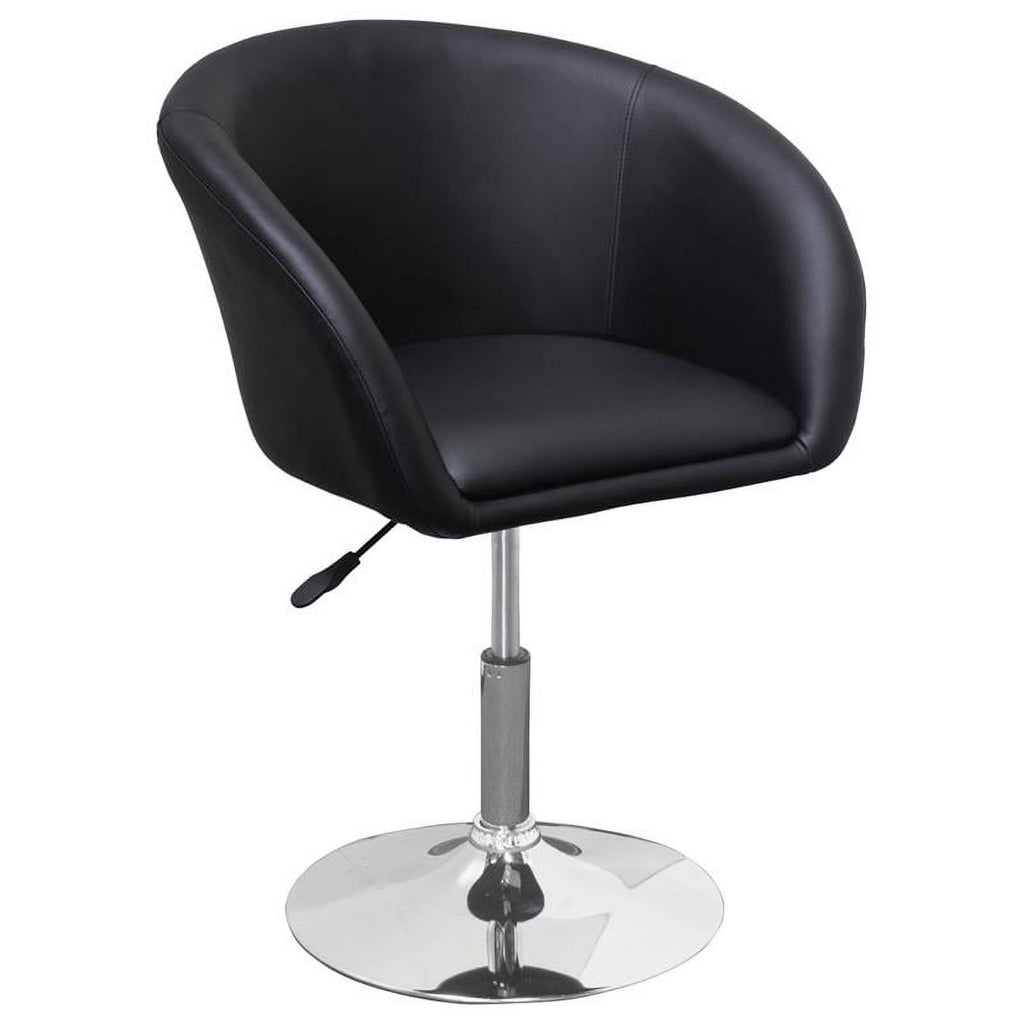 Adjustable Swivel Faux Leather Coffee Chair in Black - Set of 2 X20561