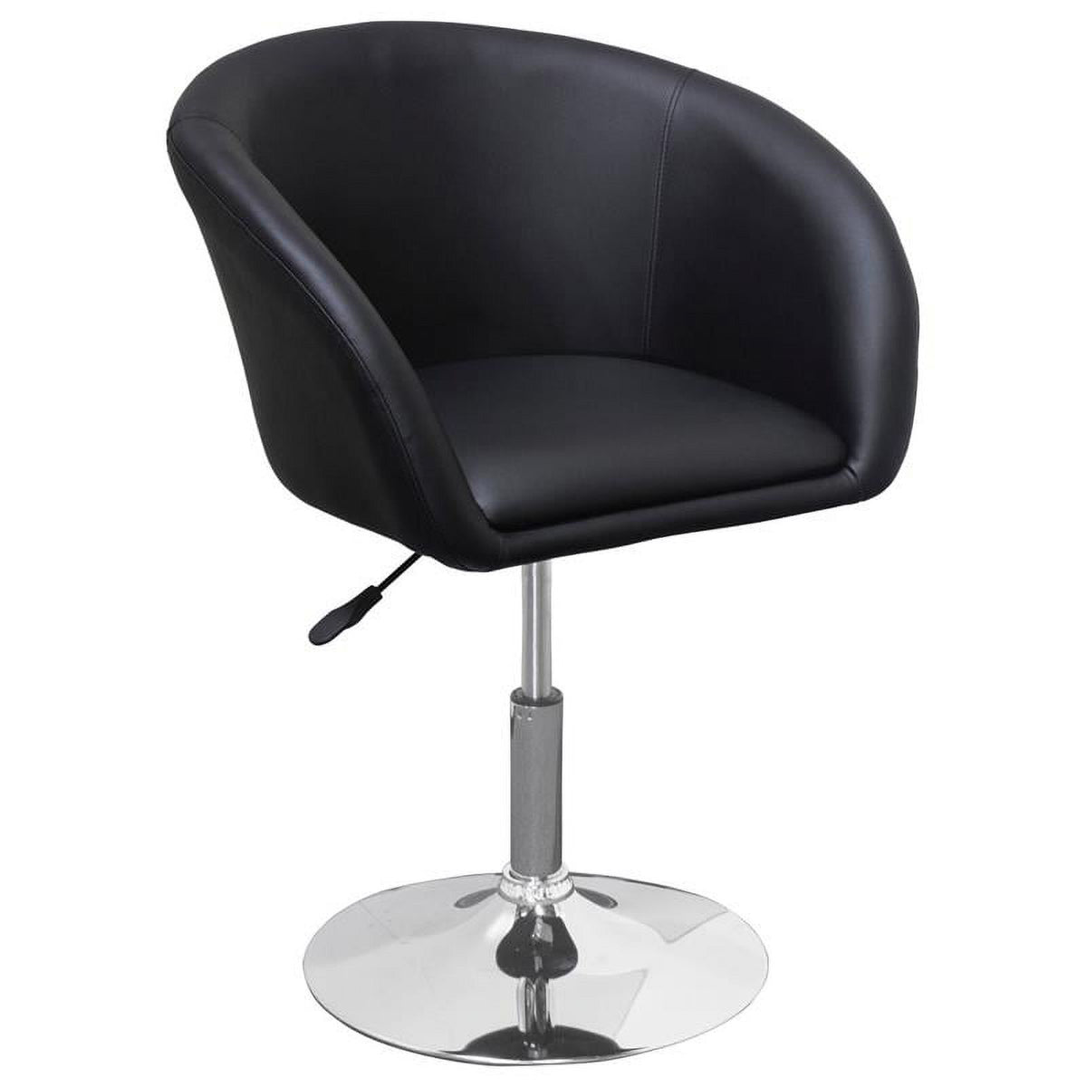 Adjustable Swivel Faux Leather Coffee Chair in Black - Set of 2 X20561