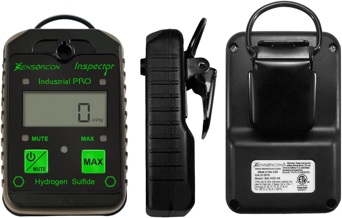 Hydrogen Sulfide Detector, Measures H2S 0-400 ppm, Waterproof J346