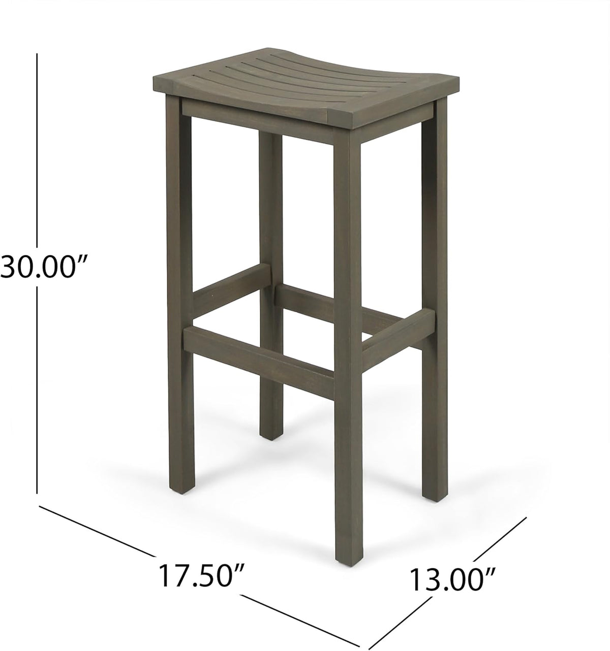 Grey Acacia Wood Barstools, 4-Pcs Set U3975