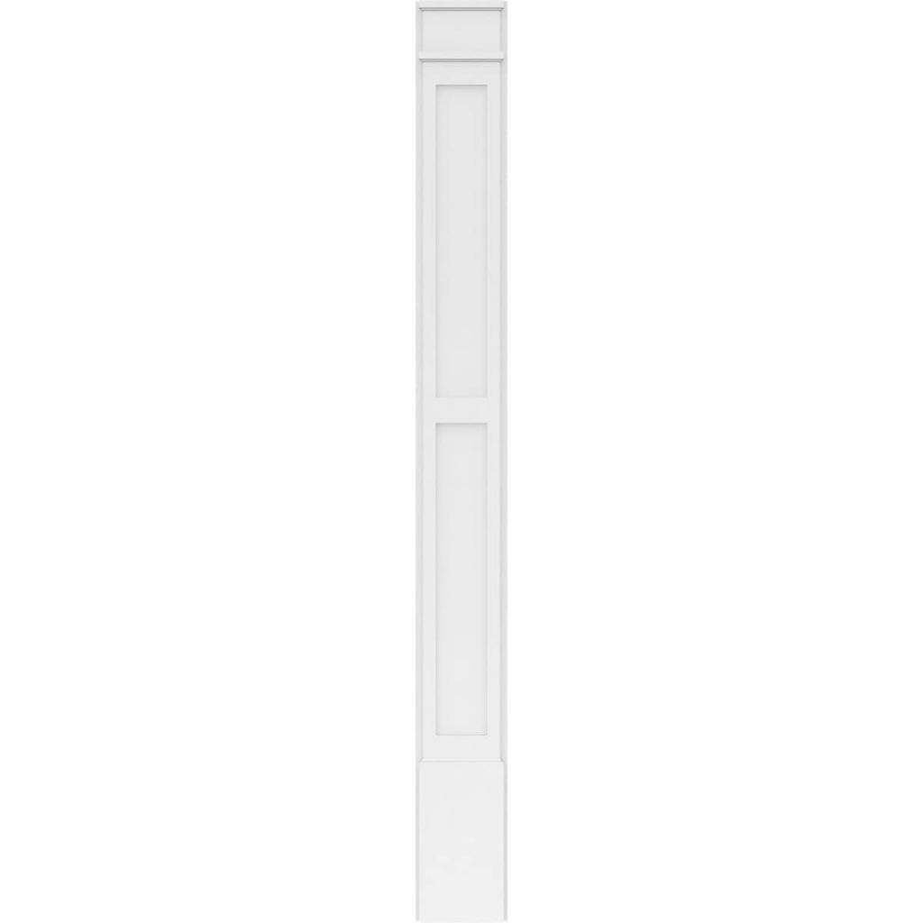 10x22W x 108x22H x 2x22P Two Equal Flat Panel PVC Pilaster with Decorative Capital & Base (Pair) R467