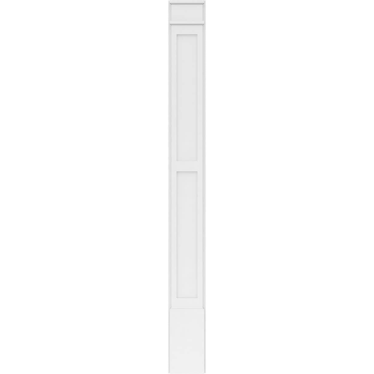 10x22W x 108x22H x 2x22P Two Equal Flat Panel PVC Pilaster with Decorative Capital & Base (Pair) R467