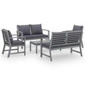 5 Piece Dark Gray Cushioned Outdoor Conversation Set with Coffee Table J687483