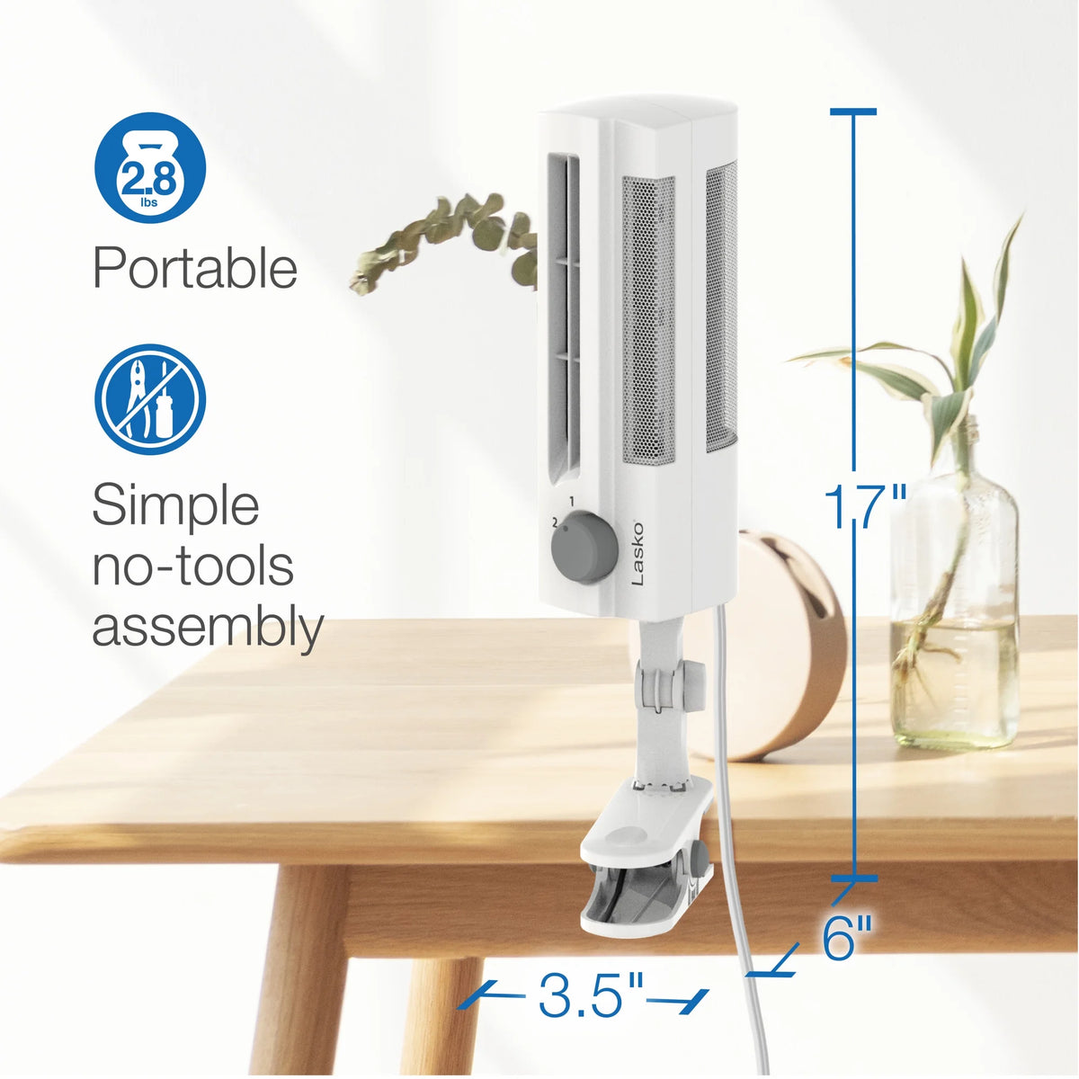17" 2-Speed Ultra-Slim Clip Table Fan, White F3345