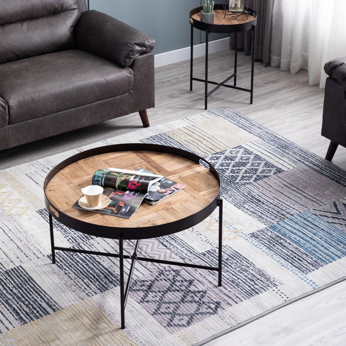 Reclaimed Fir & Metal Coffee Table V9654