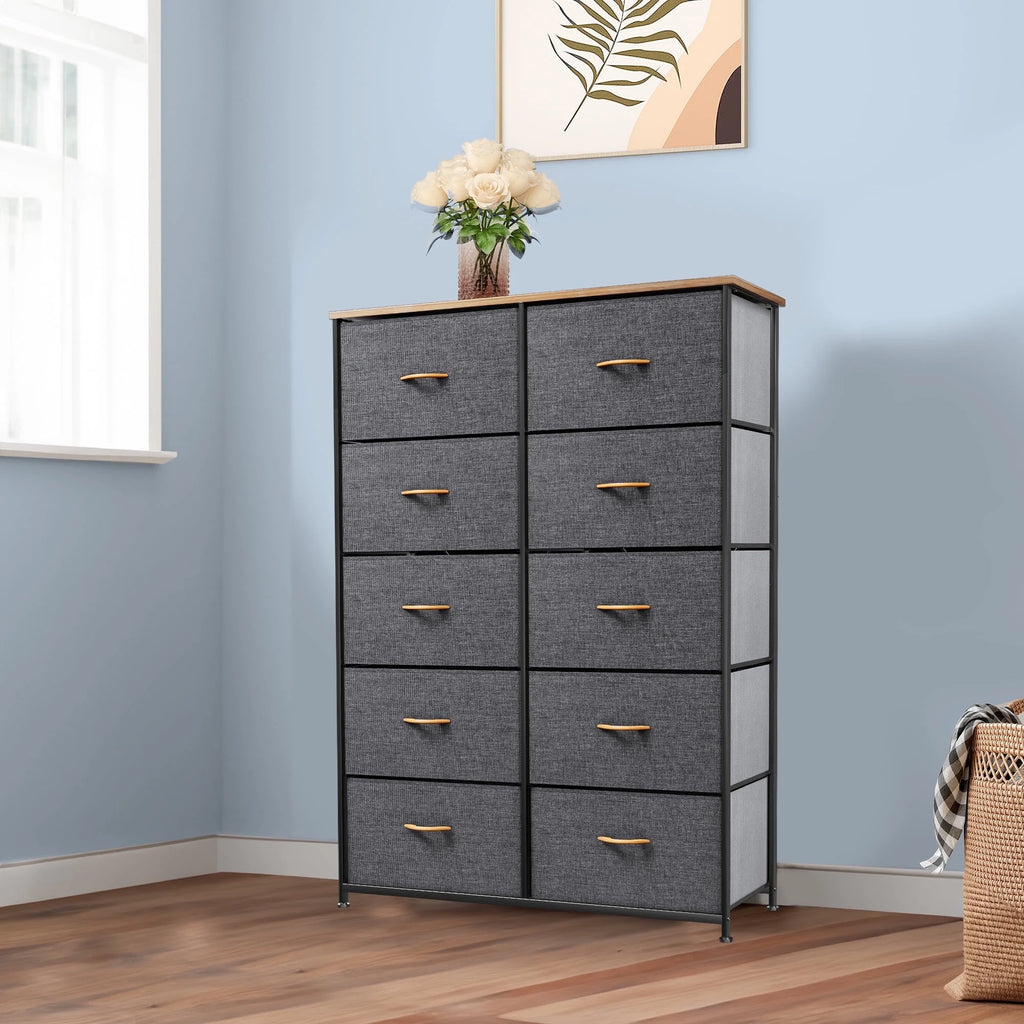 Cool Gray 10 Drawer Fabric Storage Dresser R5662