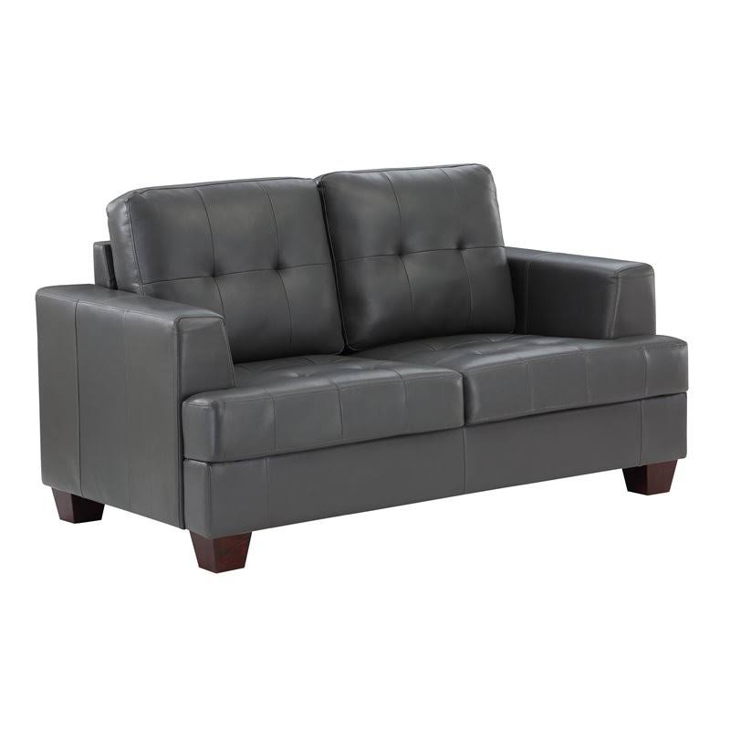 Faux Leather Loveseat in Gray J374224