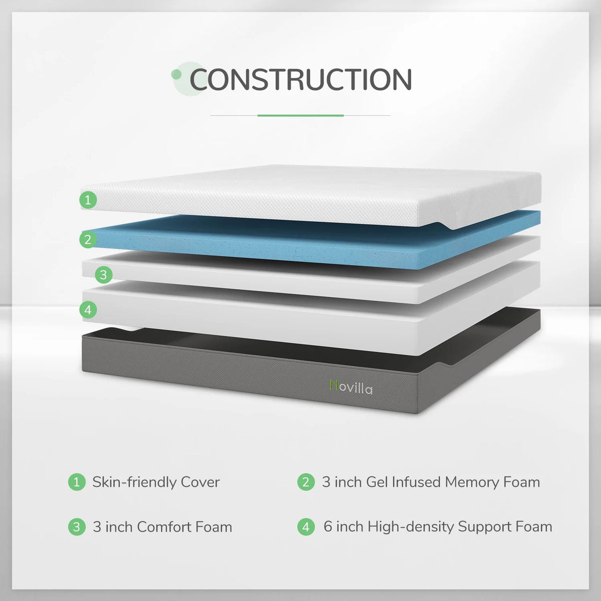 12 Gel Memory Foam Medium Firm Mattress, Full Size E158