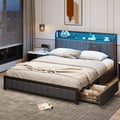 Queen Size Upholstered Platform Bed with LED Headboard and 4 Drawers D88498