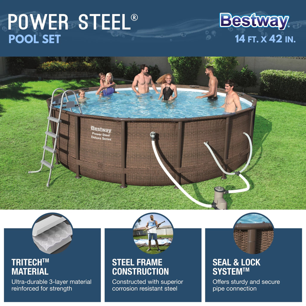 14' x 42 Round Above Ground Swimming Pool Set Y9130