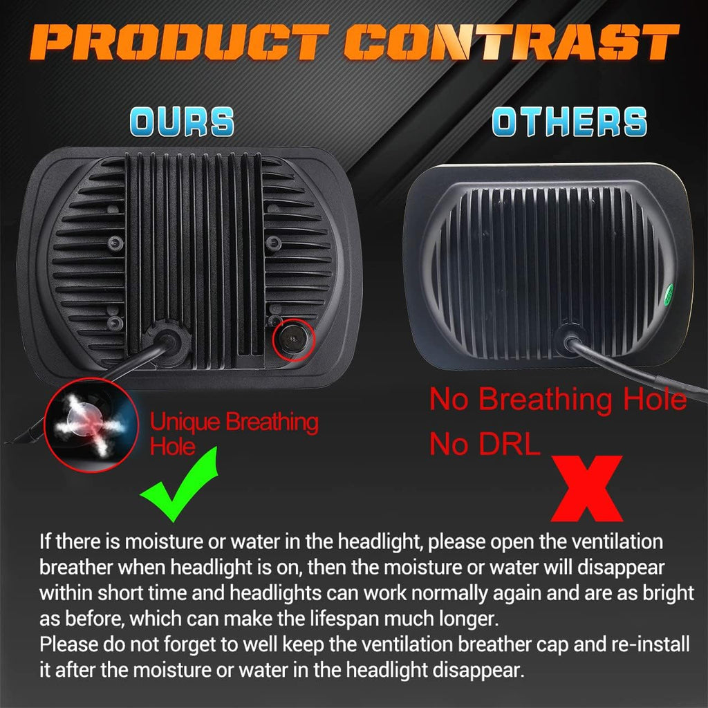 5x7 LED Headlight 87W Sealed Beam Halo Angel Eyes DRL, Pack of 2 C766882
