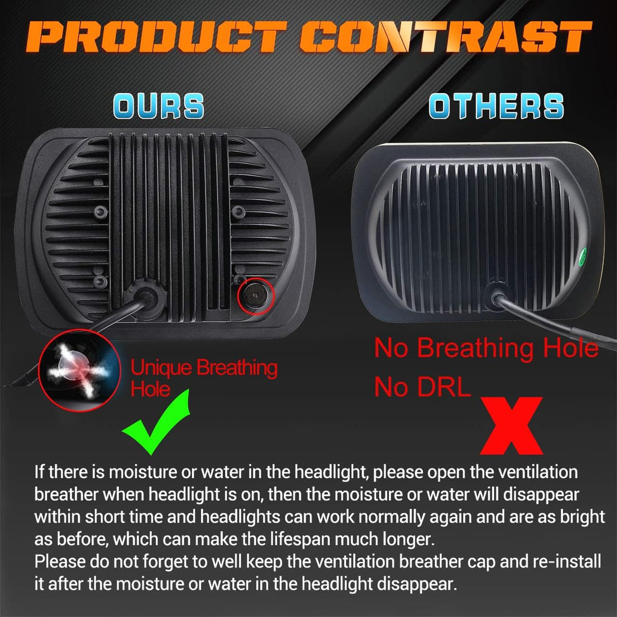 5x7 LED Headlight 87W Sealed Beam Halo Angel Eyes DRL, Pack of 2 C766882