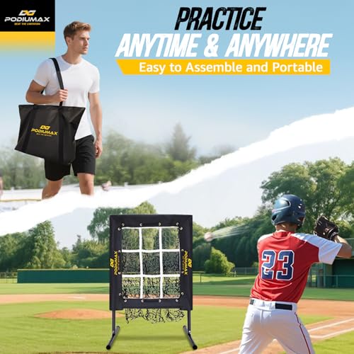 9 Hole Baseball Pitching Net with Carry Bag X493559