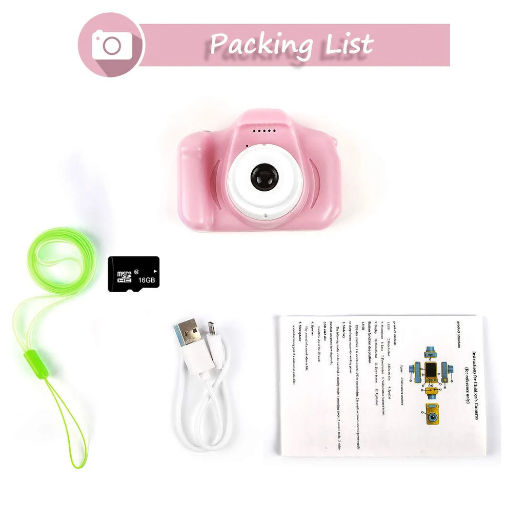 13MP 1080P Rechargeable Children's Toy Camera with 16G TF Card W985007