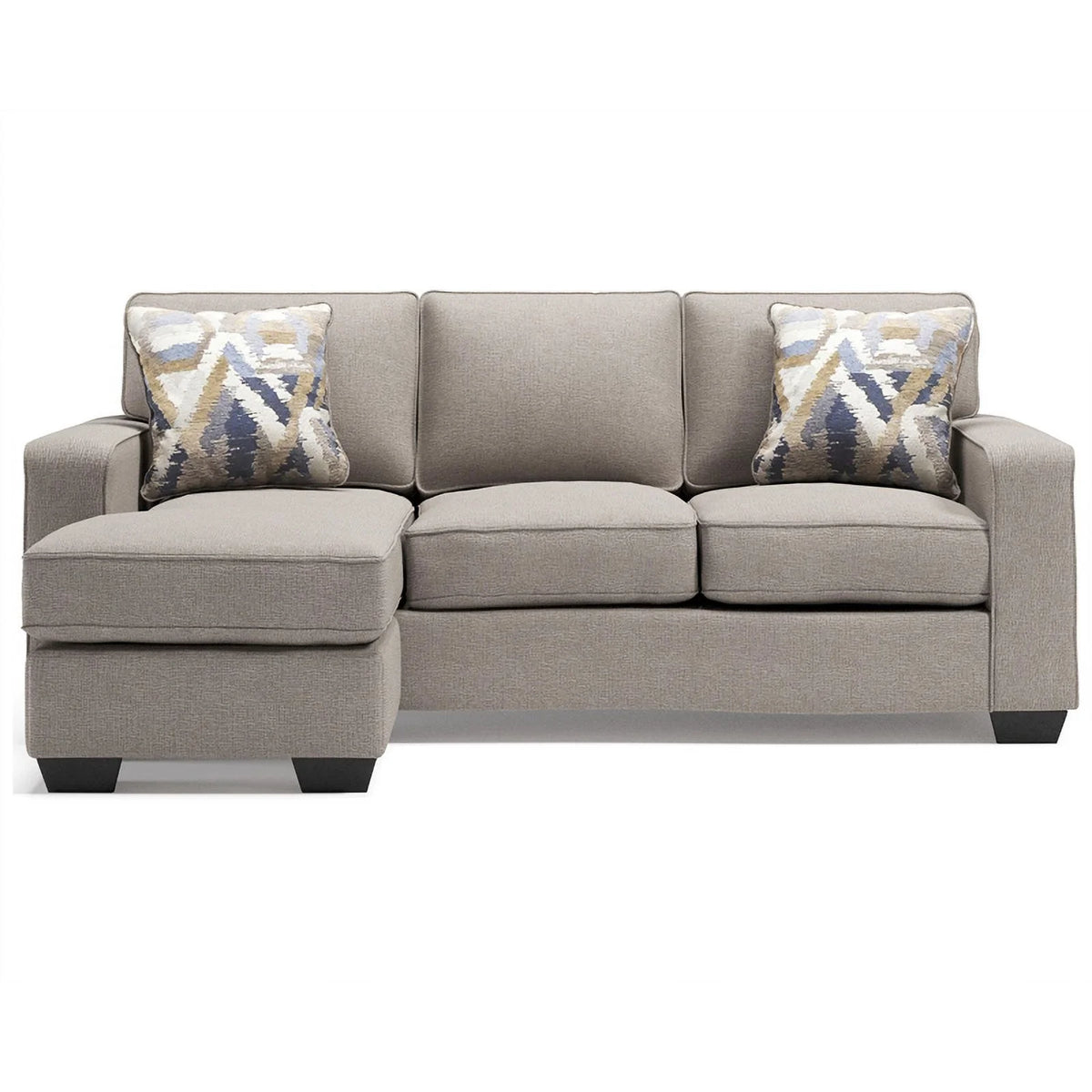Modern Fabric & Wood Sofa Chaise in Stone Light Gray I347707