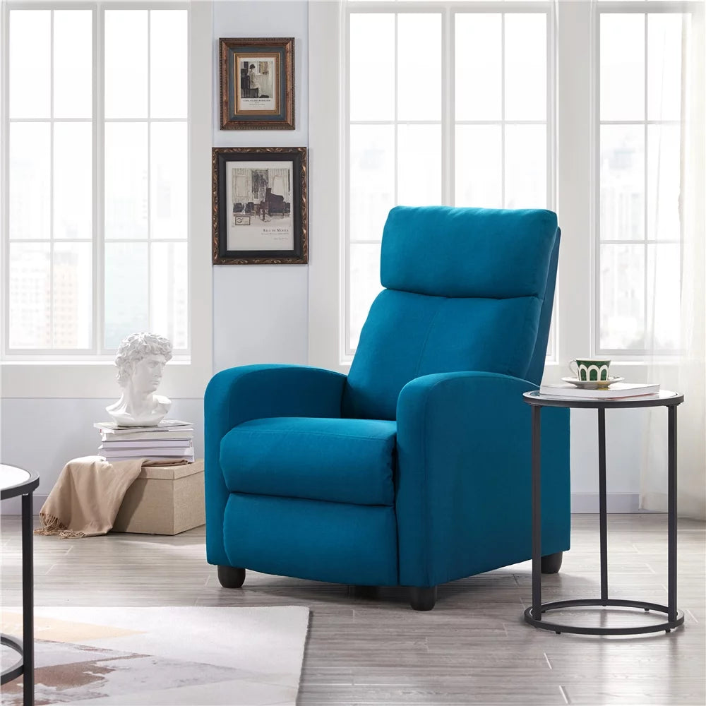 Adjustable Fabric Recliner with Footrest, Set of 2, Teal Y662