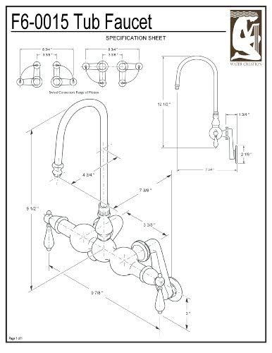 Vintage Classic Adjustable Spread Wall Mount Tub Faucet with Gooseneck Spout X21024