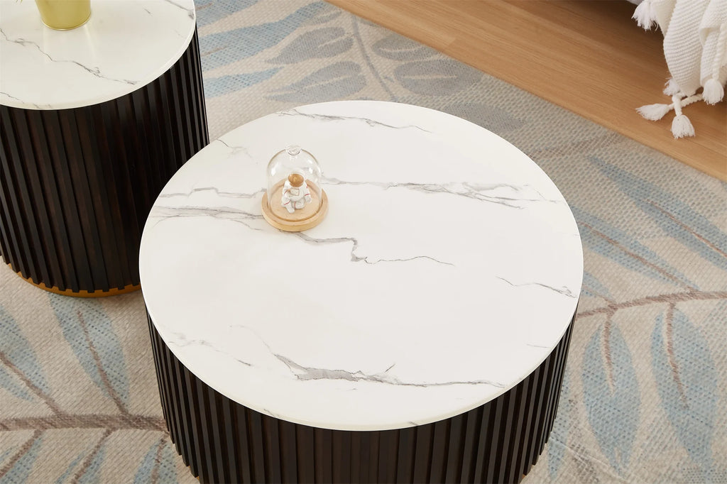 Round Coffee Table with Storage, Black M372