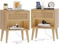 Rattan Nightstand with Charging Station 5 Drawers H431781