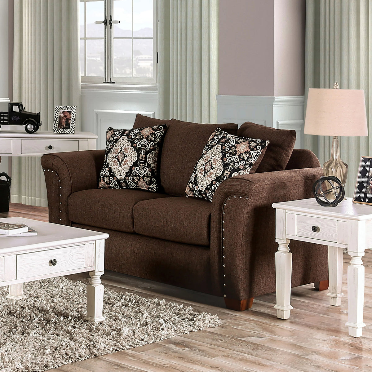 Traditional Fabric Upholstered 2-Piece Sofa Set Y413495