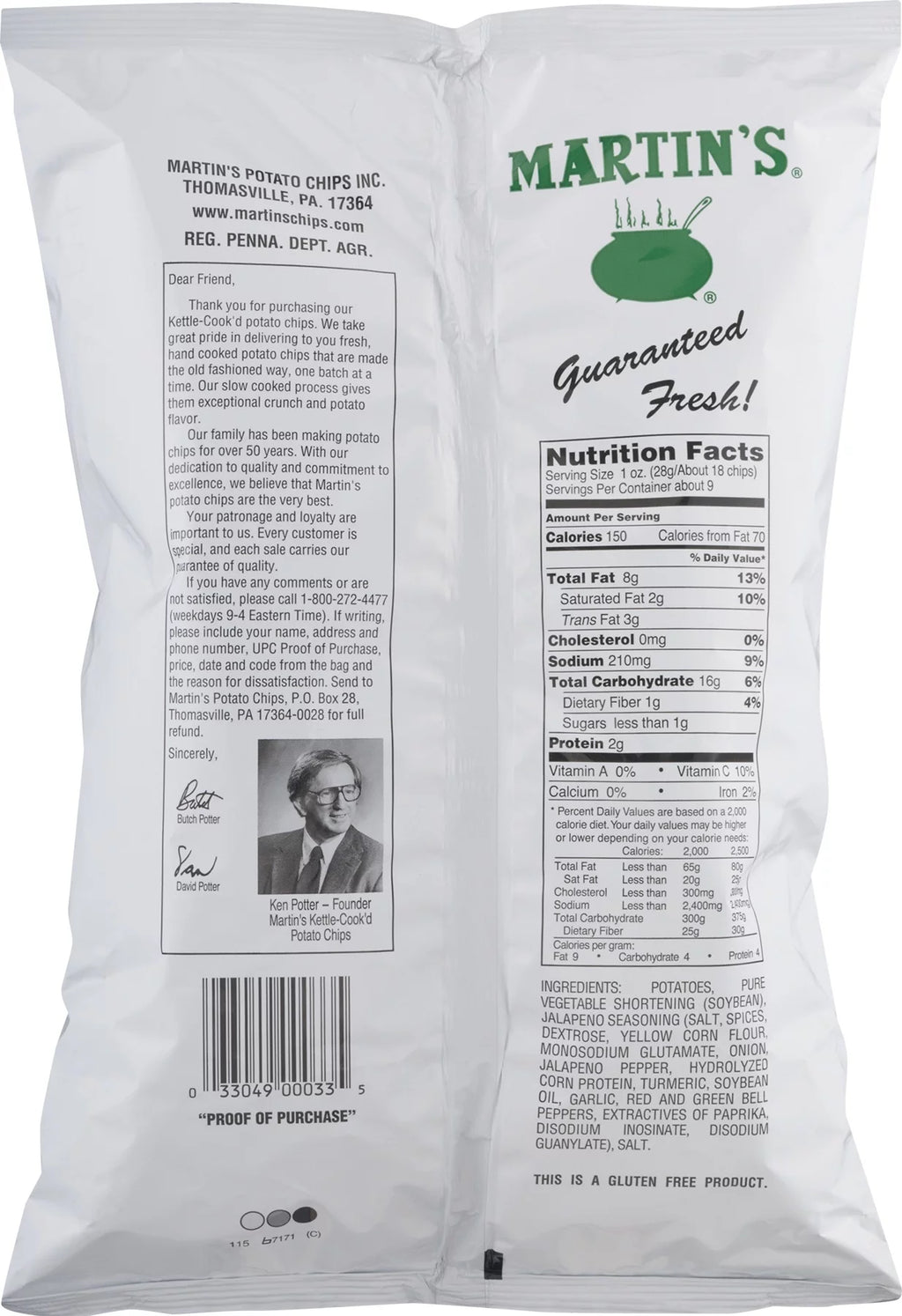 Jalapeno Potato Chips 8 Oz 4 Bags T440