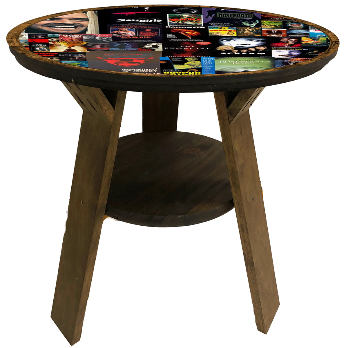 Round End Table with Shelf 22 Inches Tall J1491