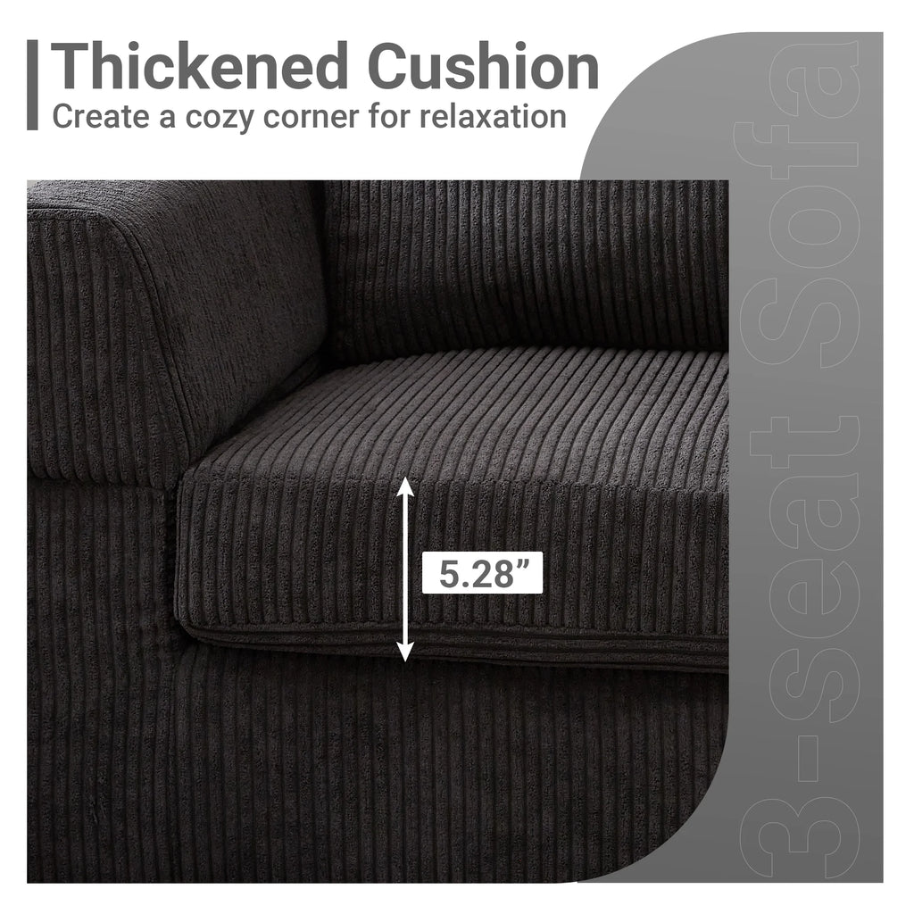 96" 3-Seat Sectional Sofa with Chaise Black I390