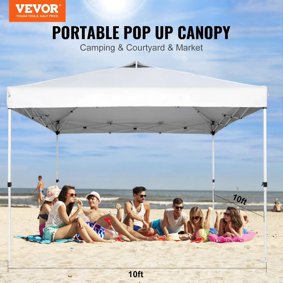 10 x 10 ft Pop Up Canopy Tent with Roller Bag and 4 Sandbags F443263