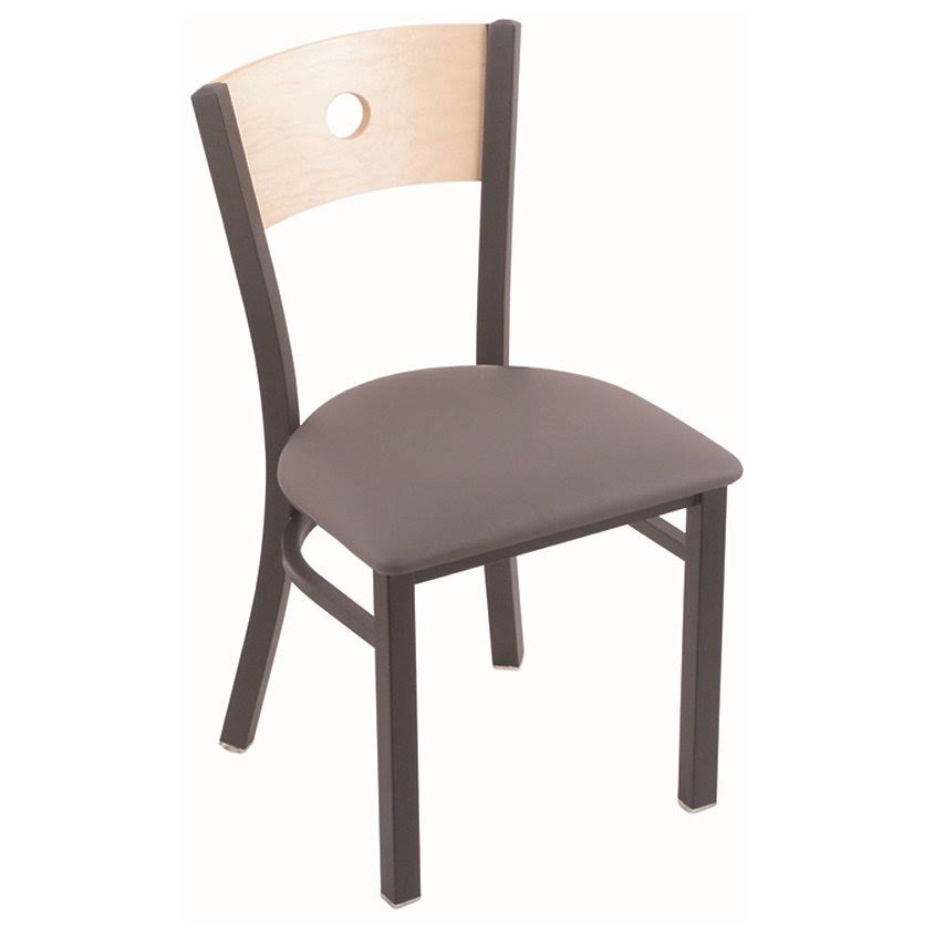 Pewter Finish Medium Grey Seat Natural Maple Back Chair E762985