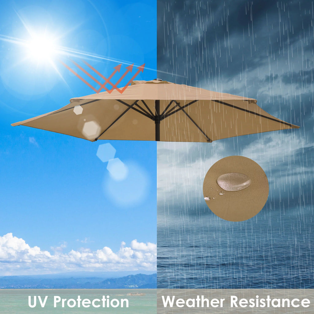 9' Patio Umbrella Replacement Canopy 6 Rib Tan Z249