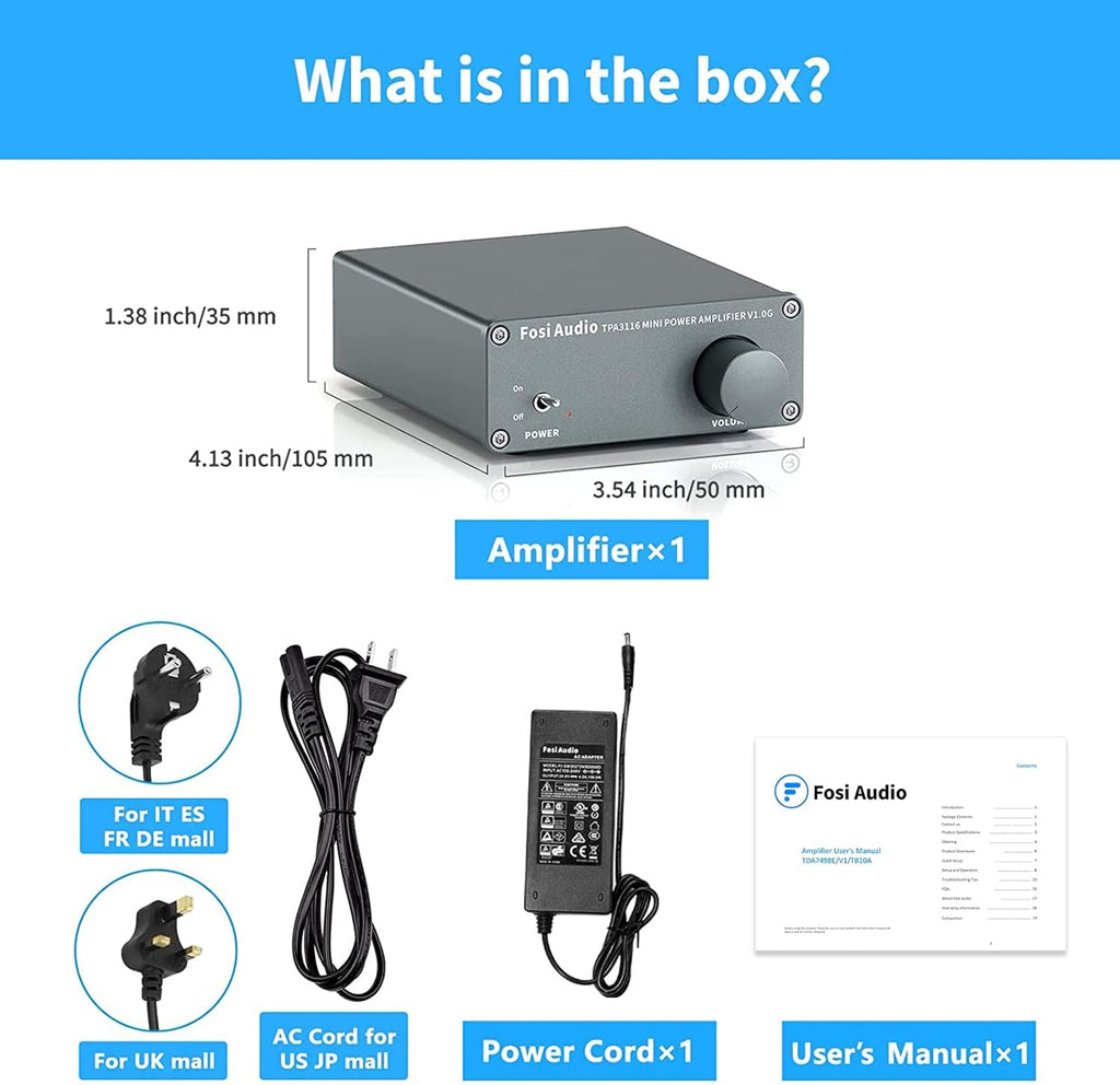 2 Channel Mini Stereo Amplifier with Power Supply L77764