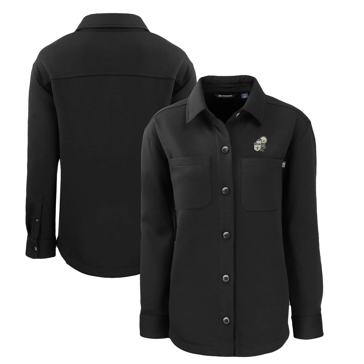Women's Black Eco Knit Full-Snap Shacket S1937
