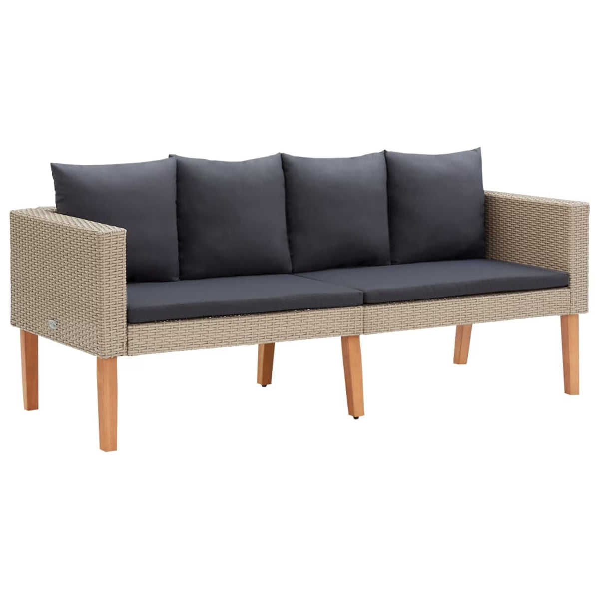 Beige Poly Rattan 2-Seater Patio Sofa with Cushions Z24475
