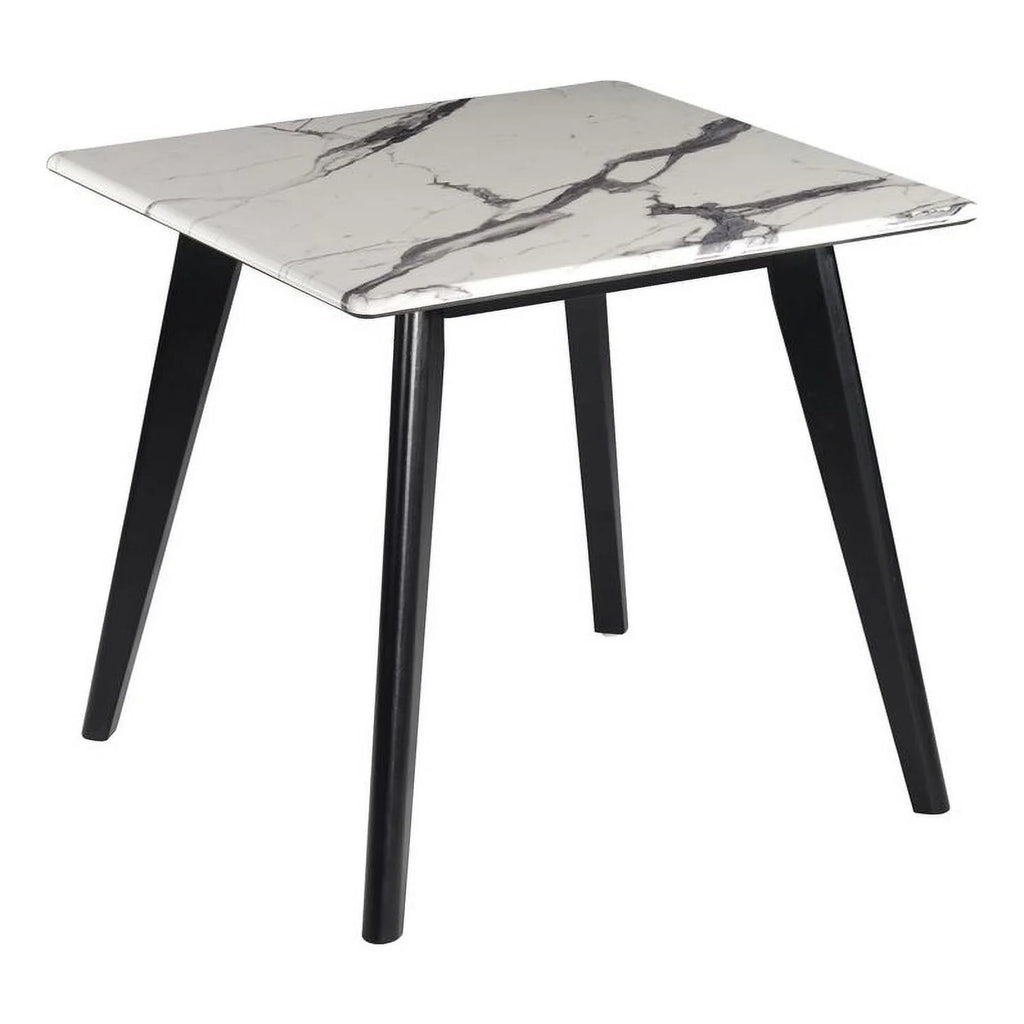 Wood Square Faux Marble Top End Table E116