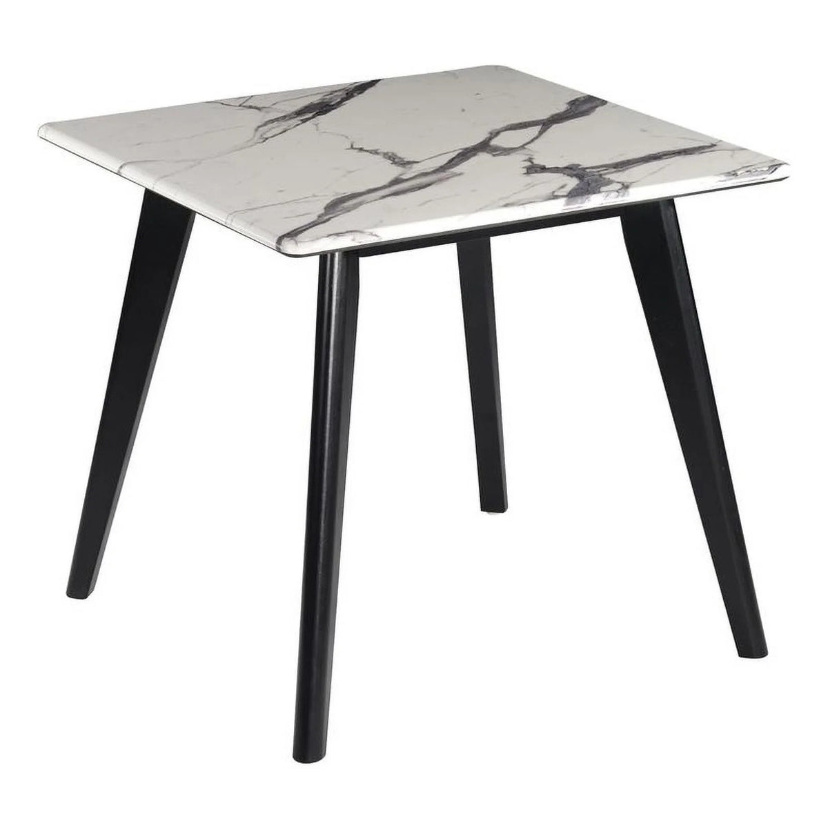 Wood Square Faux Marble Top End Table E116