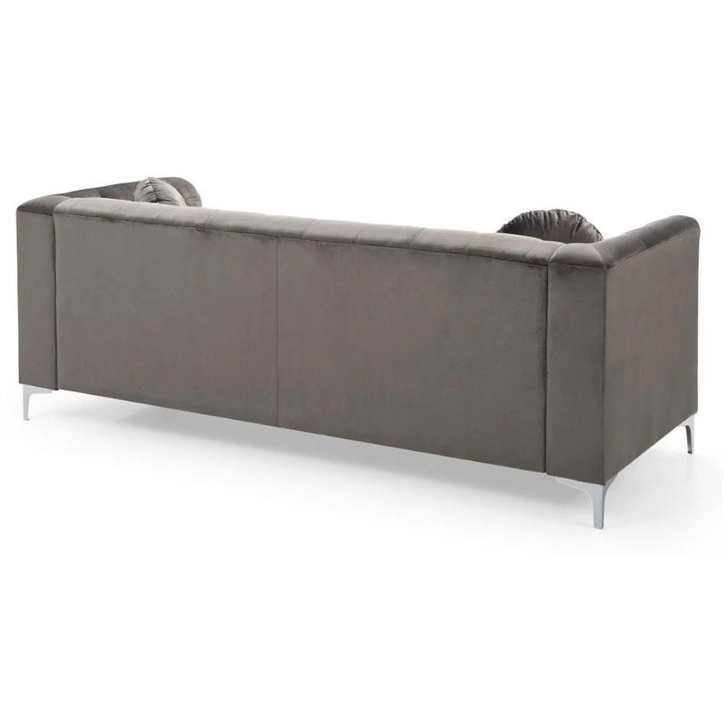 Dark Gray Velvet Sofa and Loveseat 2-Piece Set S336