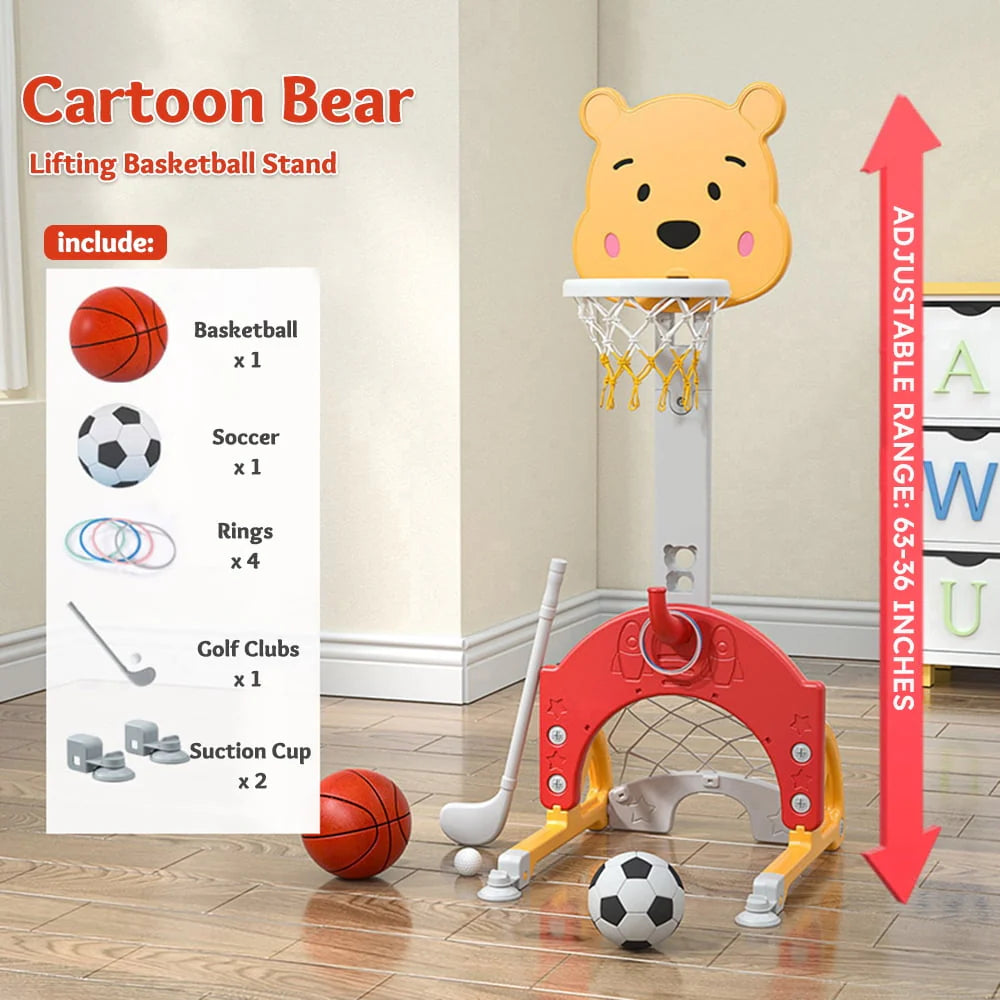 4 in 1 Adjustable Height Kids' Toddler Basketball Stand J63307